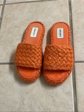 Nine West Orange Braided Slide Sandals